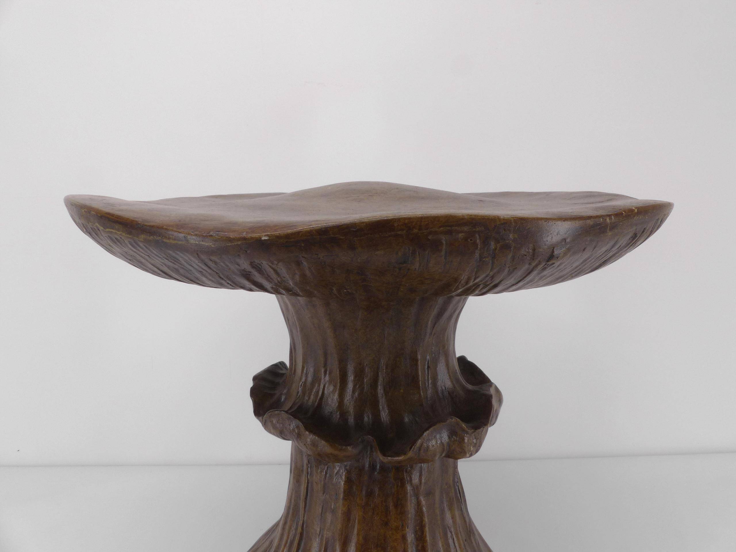 Vintage mushroom table in epoxy resin imitation wood