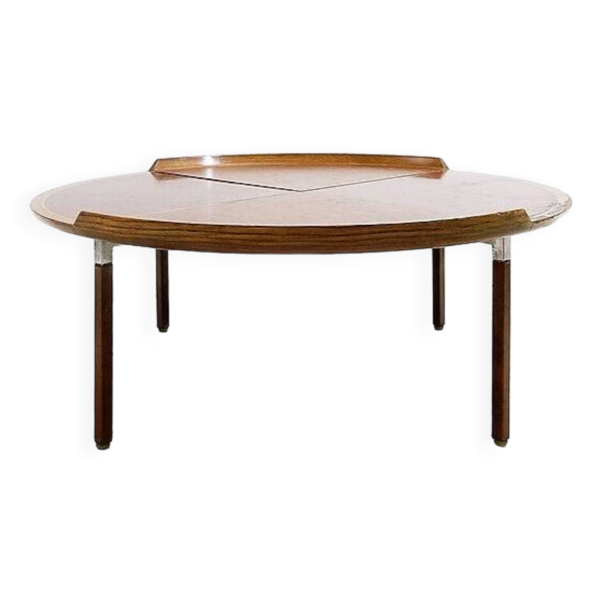 Mid-century wood and leather coffee table