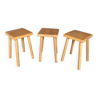 Set of 3 ash stools