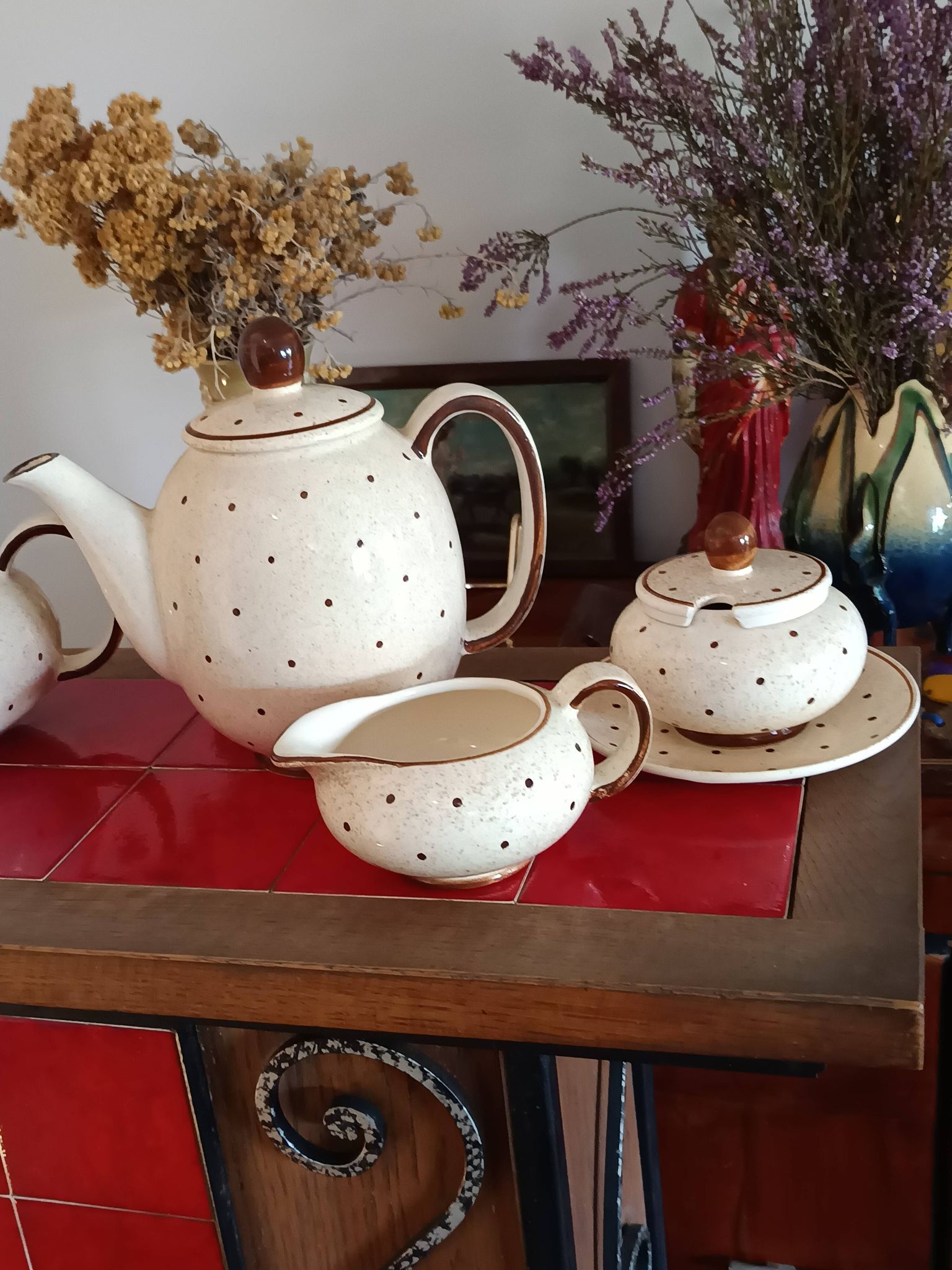 VVB Haldensleben ceramic coffee and tea service, Lotte pattern, 1950