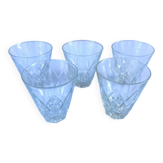 1950s 5 Arlequin glasses Transparent glass