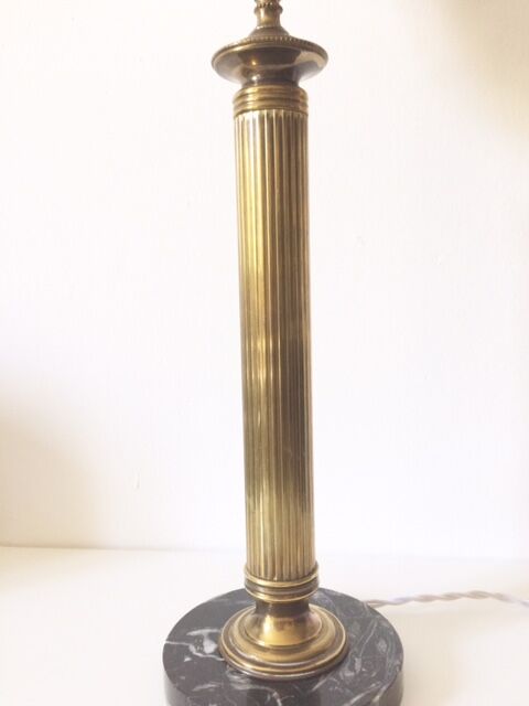 Neo-classical bronze lamp, opaline vasque, 1950