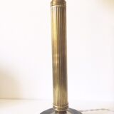 Neo-classical bronze lamp, opaline vasque, 1950