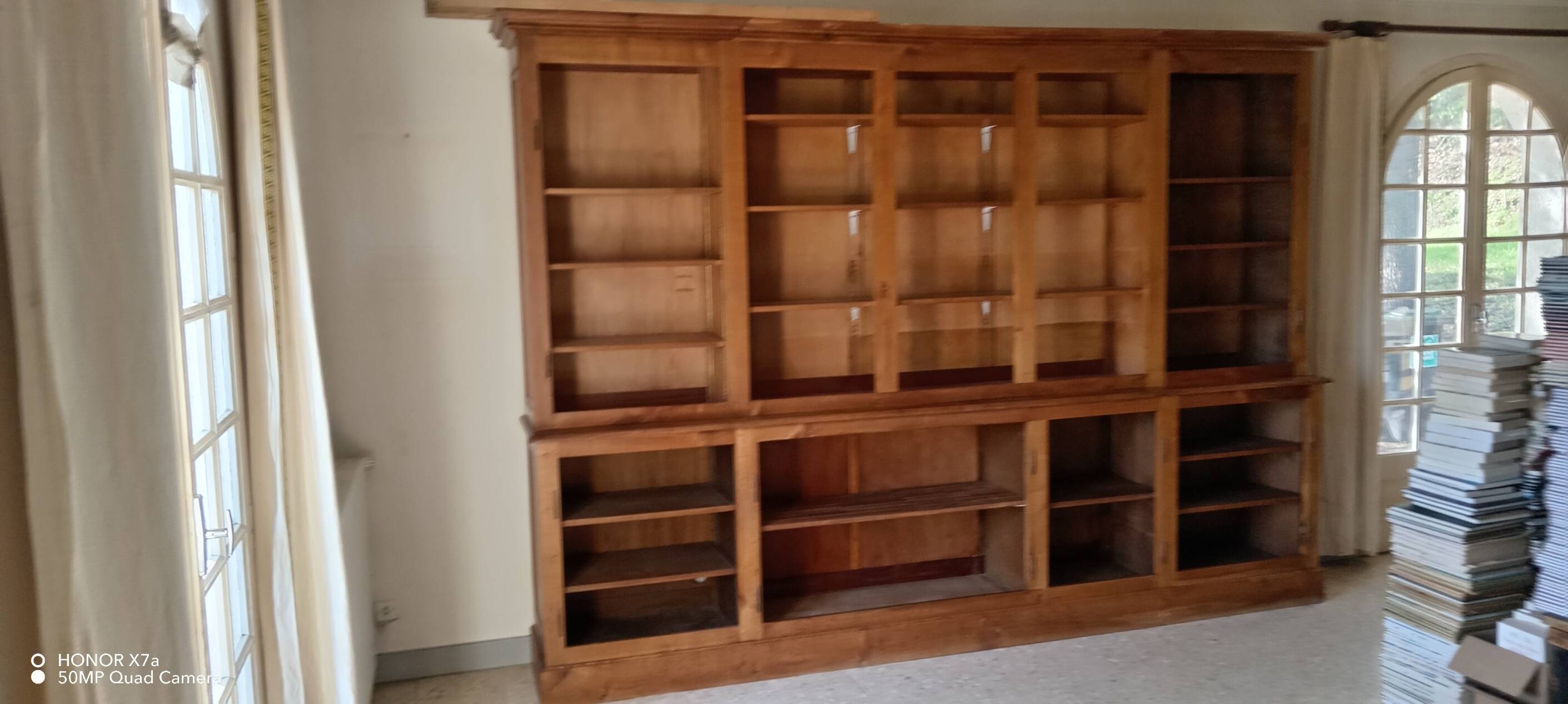 Library in solid cherry wood, Louis Philippe style.