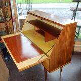 Office, Scandinavian slope secretary, satin wood and teak plating.