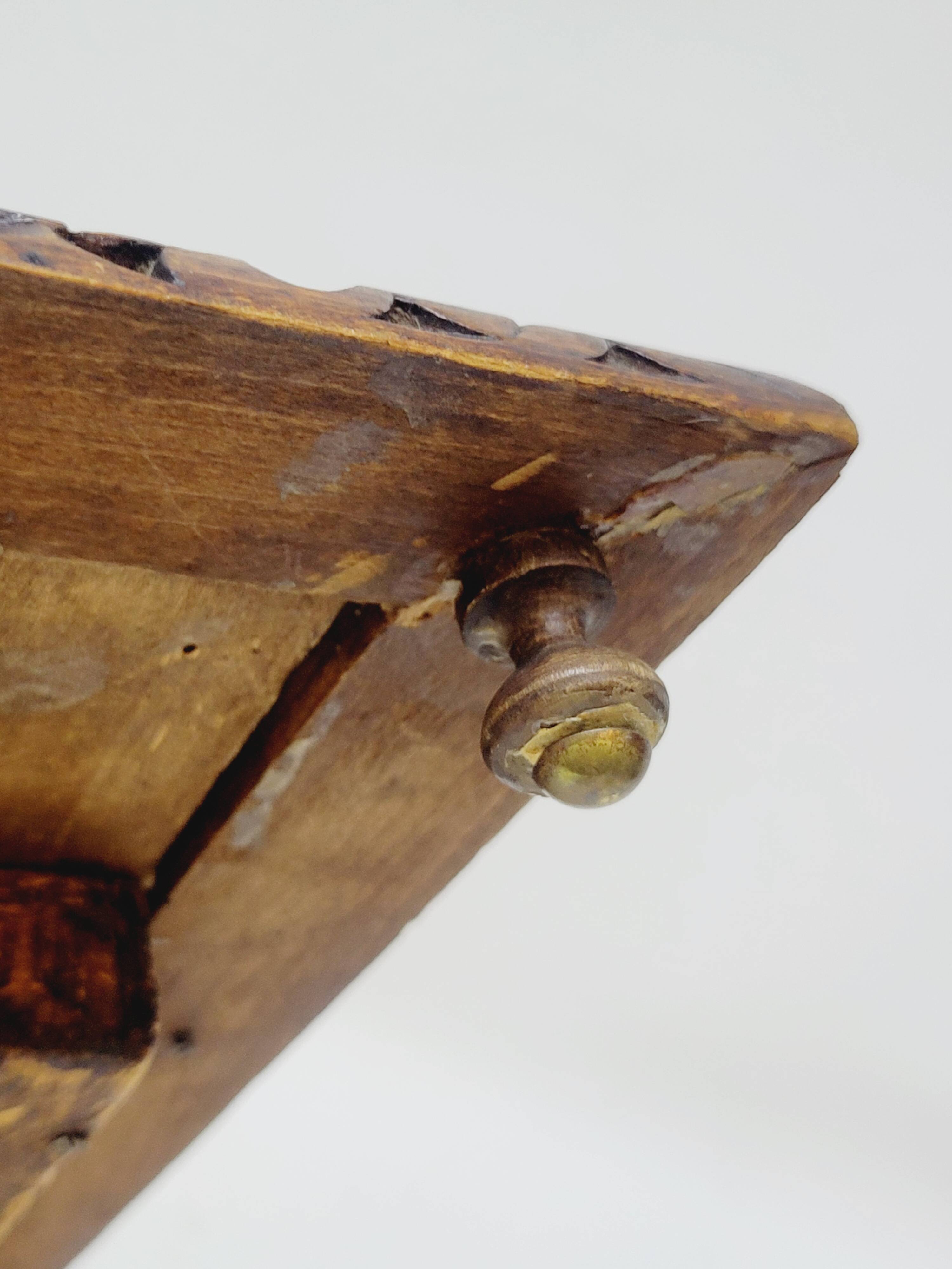 Longwy Trivet with Doorbell, Glazed Earthenware Tile and Wooden Frame