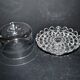 Antique cheese dome on a diamond moulded crystal stand, 1920, marked registered.