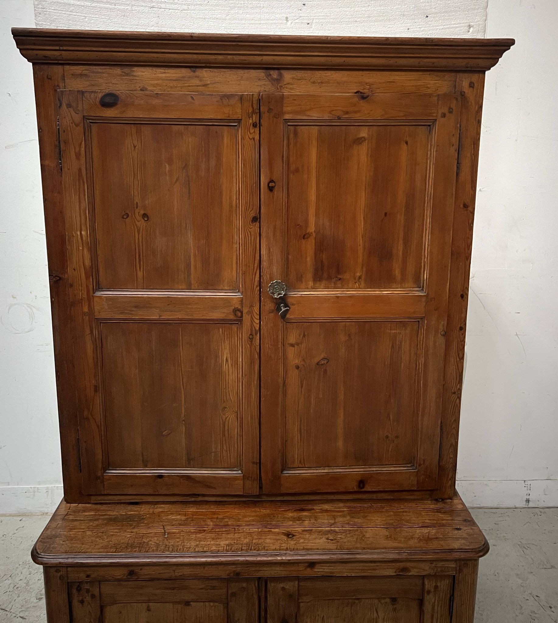 Two-part office furniture made of solid pine from the 20th century.