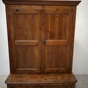 Two-part office furniture made of solid pine from the 20th century.