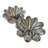 2 bougeoirs fleurs en cristal, années 60