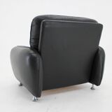 1970s Italian Armchair in Black Leather