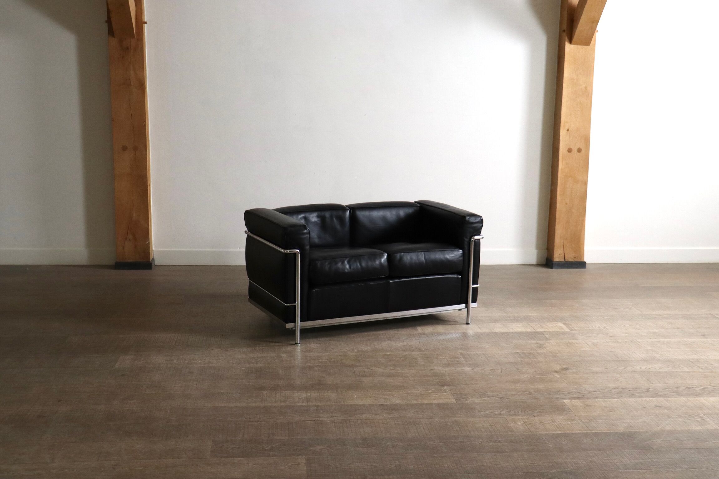 Vintage Cassina LC2 two seater sofa by Charlotte Perriand and Le Corbusier