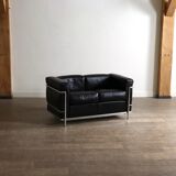 Vintage Cassina LC2 two seater sofa by Charlotte Perriand and Le Corbusier