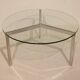 Table basse en verre et acier nickelé - Années 50/60