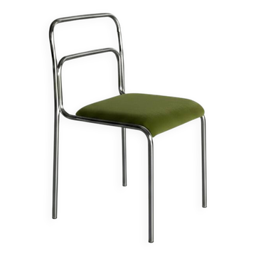 Chaise chromée bauhaus 70s – assise en velours (plusieurs dispos)