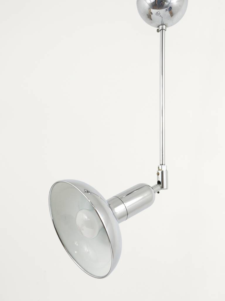 Adjustable suspended luminaire in the style of Gino Sarfatti 4, Gebr. Cosack, Germany, 1970s.