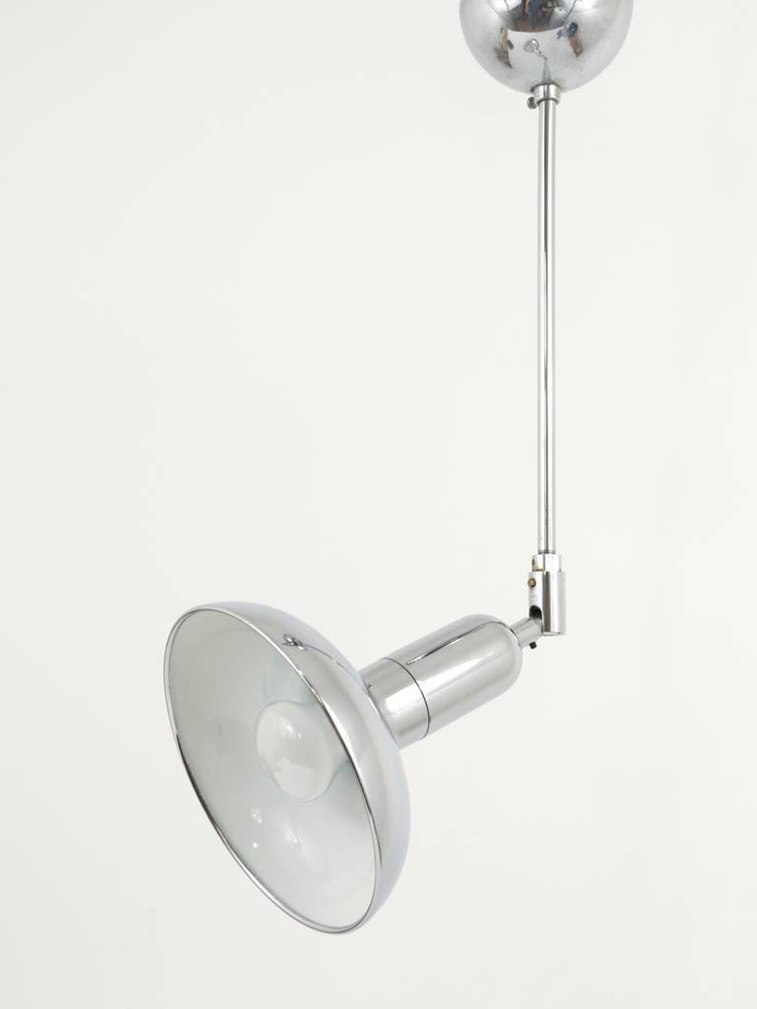 Adjustable suspended luminaire in the style of Gino Sarfatti 4, Gebr. Cosack, Germany, 1970s.