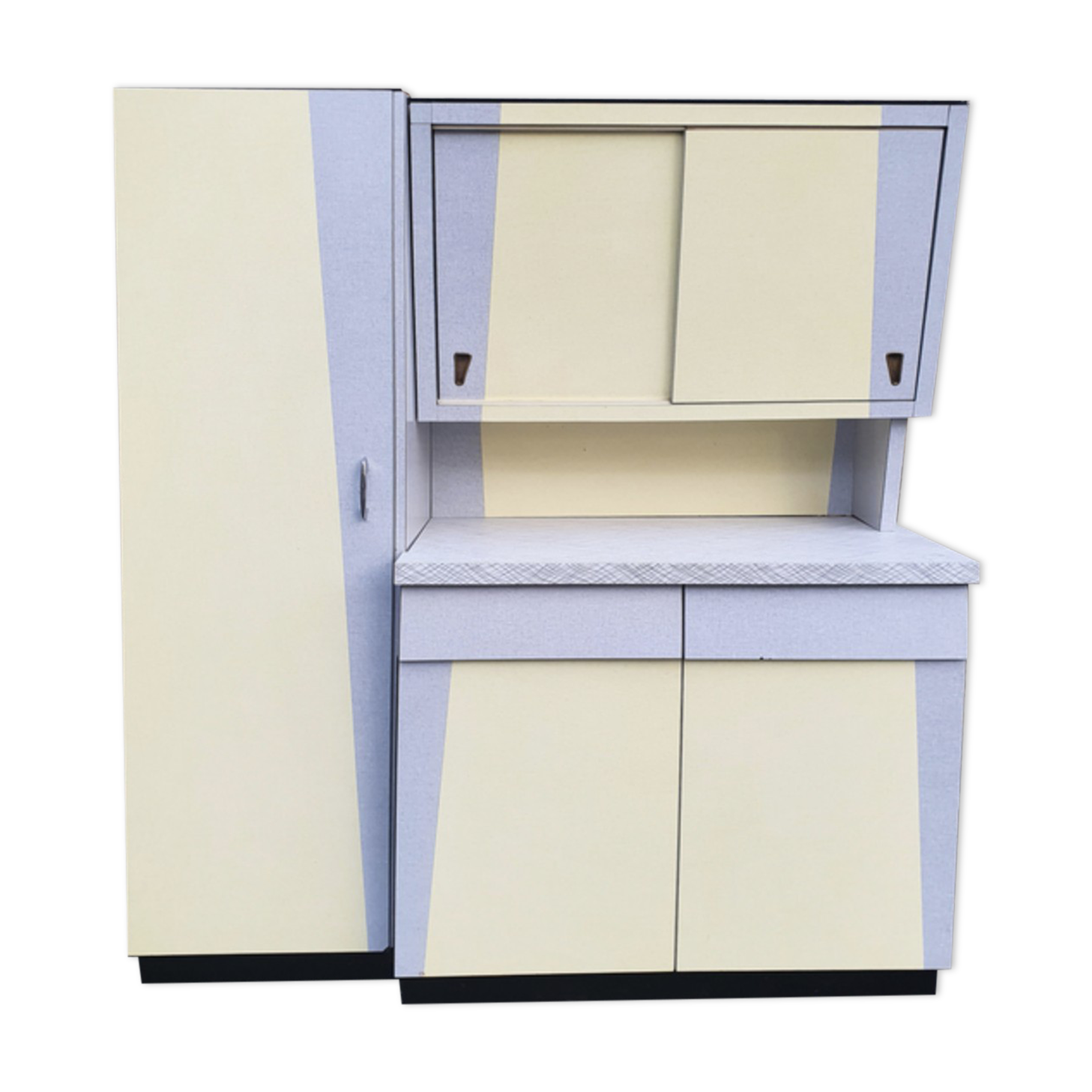 Yellow and grey formica buffet, Plastilux, vintage, 60s