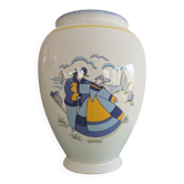 Vintage ceramic vase from Pornic – Hand-painted Breton decoration