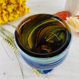 Coupe sur pied en verre multicouche à décor de forme libre Patrick Lepage