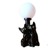 Lampe chatons en céramique et opaline, 1980