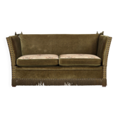 Canapé "Espagnol" à bras tombants, 2 places danois des années 1970, en velours de mobilier.