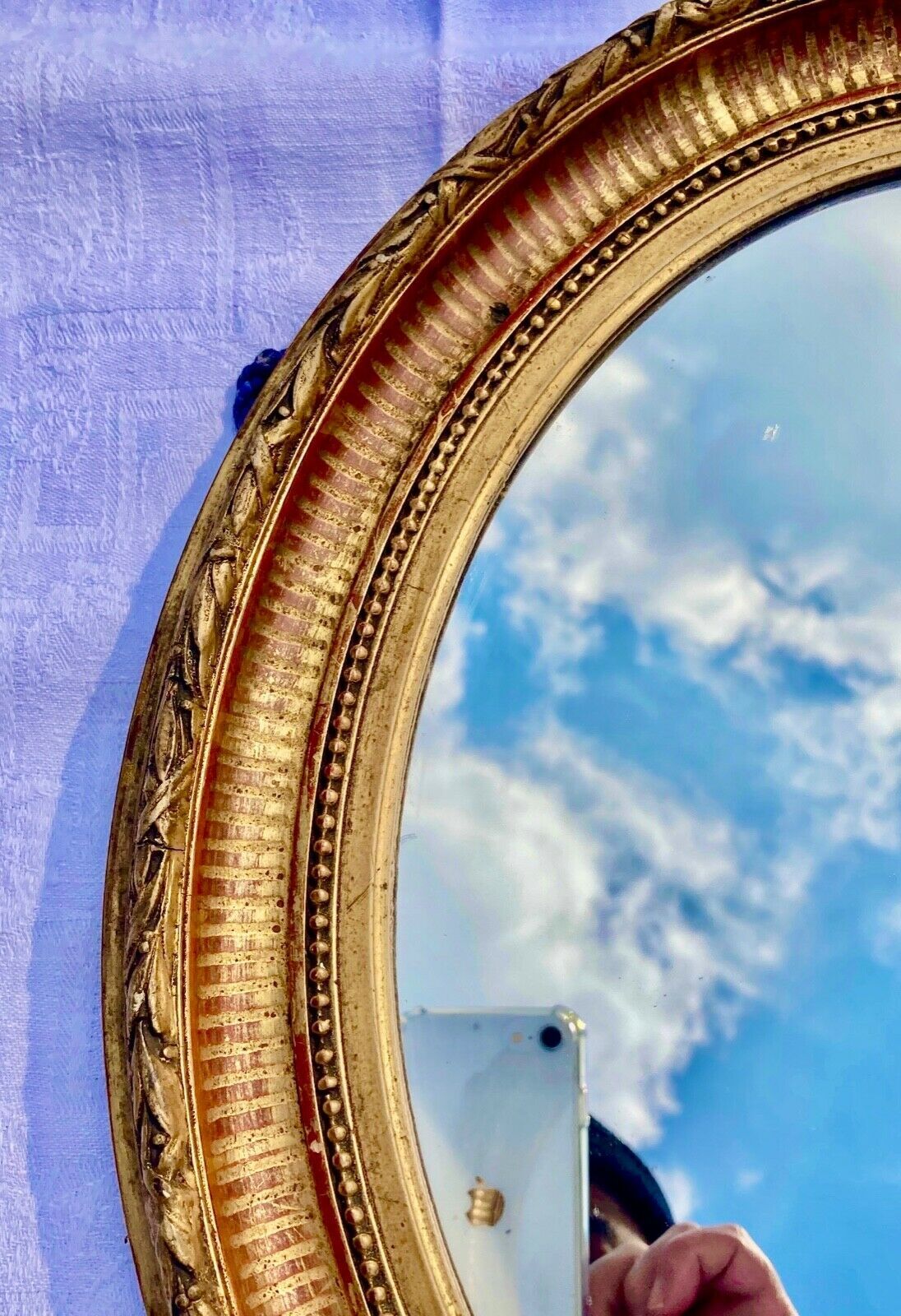 Old Oval Wall Mirror in Gilded Wood late nineteenth early twentieth