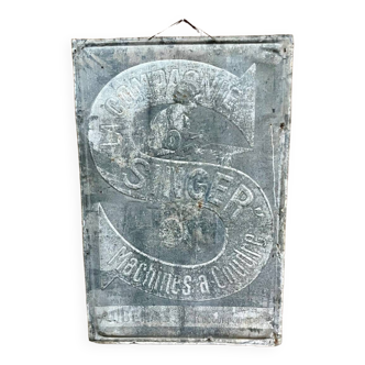 Singer zinc advertising plate