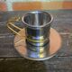 Old Pair of Stainless Steel Cup + Golden Metal Handle Made in ITALY Vintage #D46