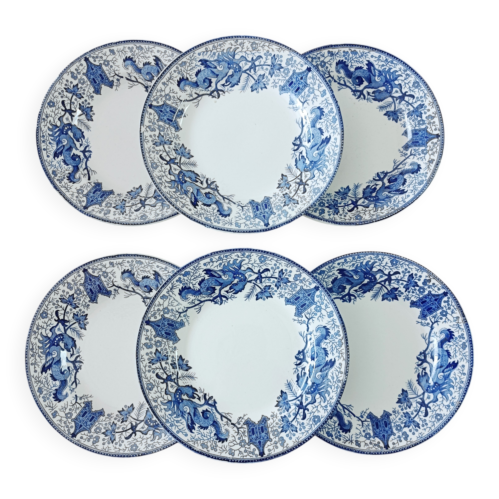 Set of 6 Boch Dragon dessert plates