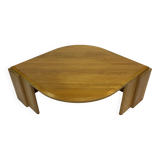 Table basse vintage en forme de larme wabi sabi brutaliste en chêne massif