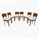 Six chaises de salle à manger Art déco en noyer italien, années 1930