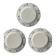 Set of 3 small dessert plates with a blue flower border, no brand.