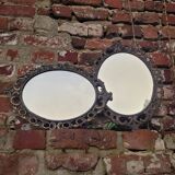 2 miroirs ovales anciens en métal