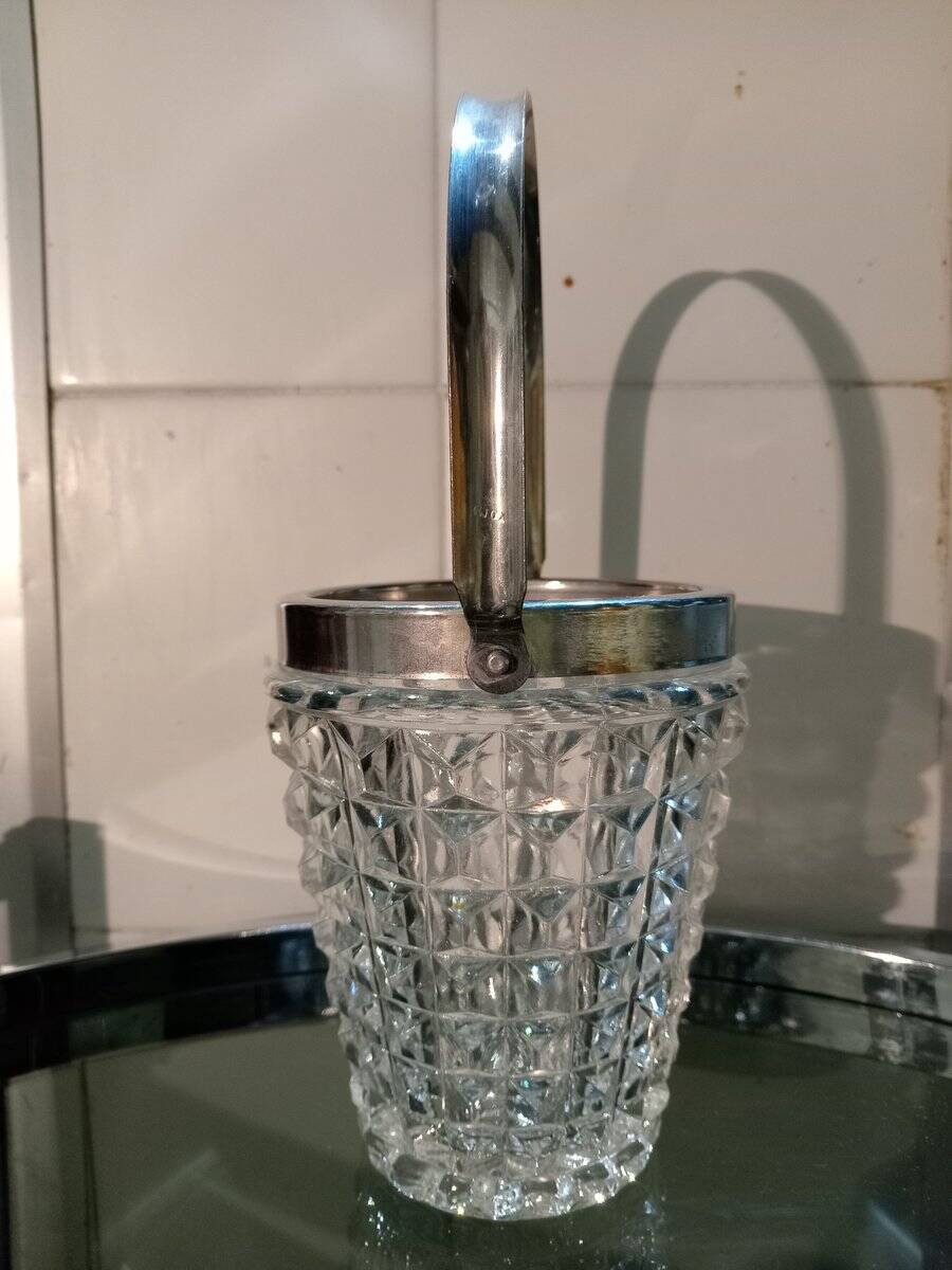 Vintage glass ice bucket, 1960s