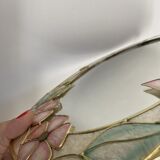 Vintage mirror in real mother-of-pearl and brass