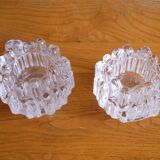 Pair of "polaris" glass candle holders by Goran Warff 1960