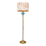 Vintage Floor Lamp in Brass and Turquoise Ceramic