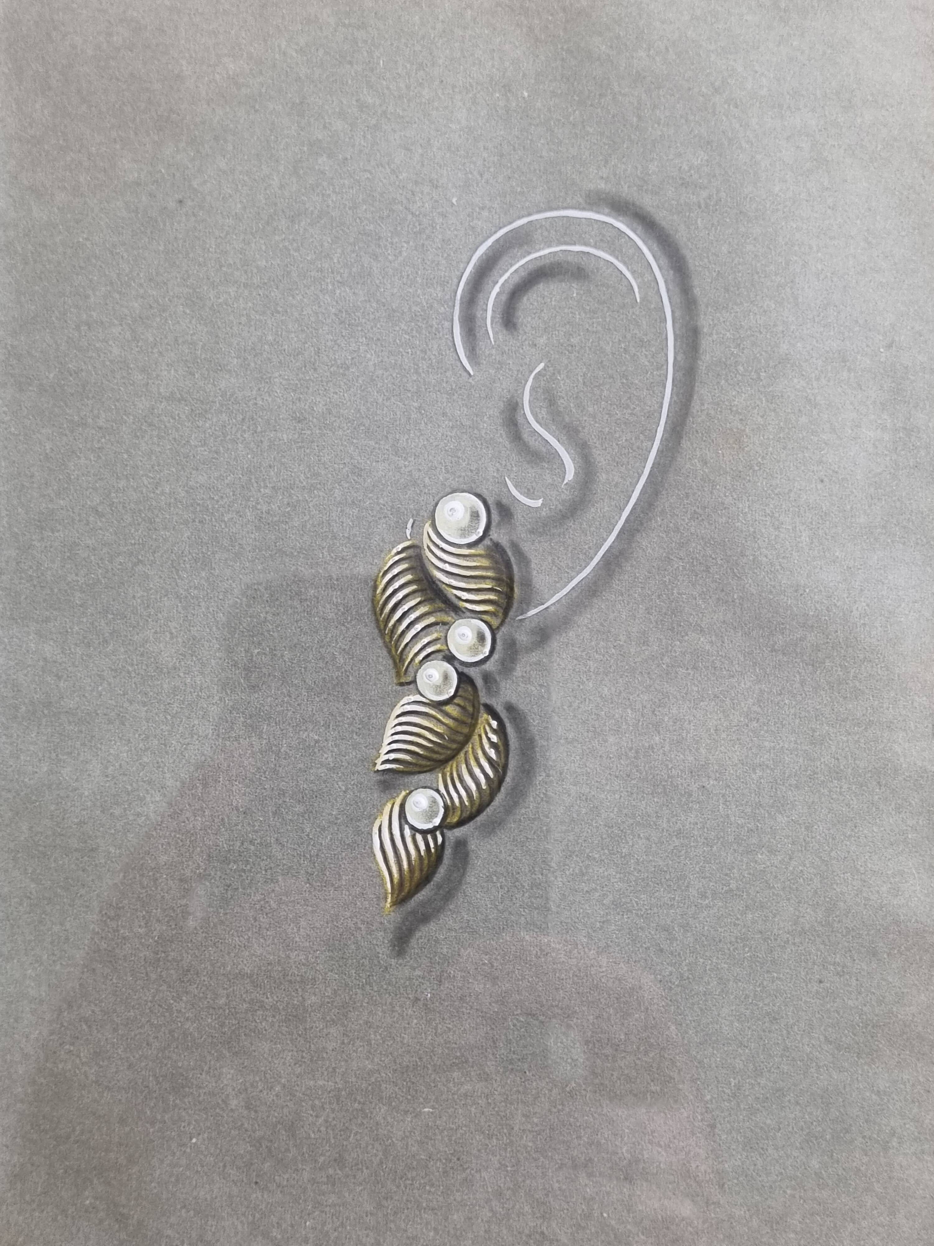 Original gouache from the 1930s, prototype of a unique jewel, New York jeweler, 24 x 28 cm