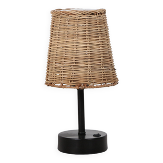 Lampe de bureau solaire en rotin