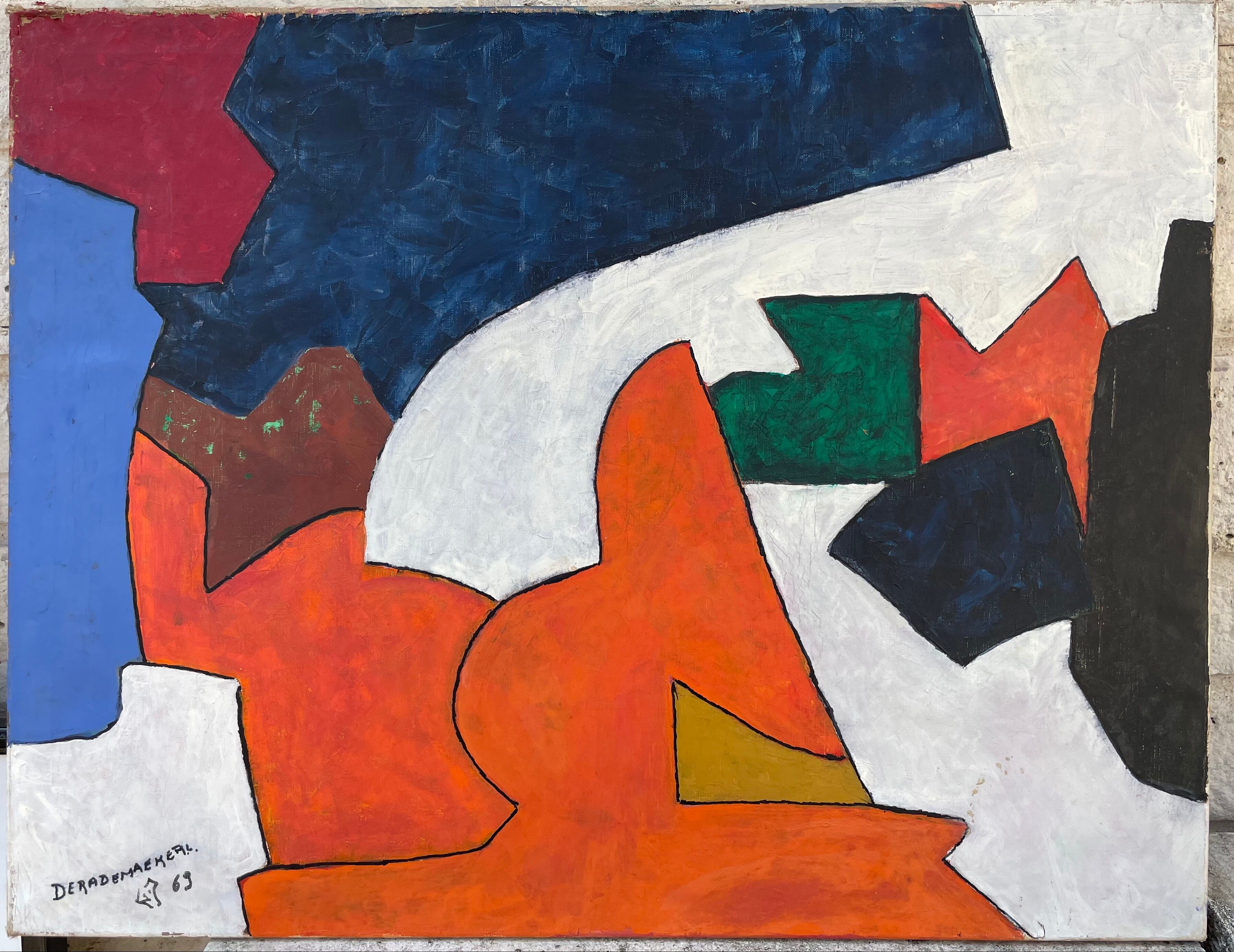 Tableau peinture composition abstraite géométrique, Poliakoff 1969