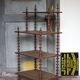 Napoleon III spool shelf, floor-standing shelf with brass tips.