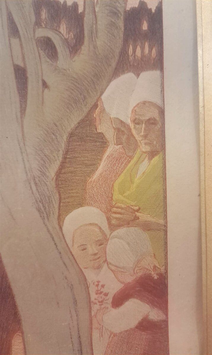 Paul Balluriau, "Twilight", signed lithograph, late 19th century.