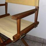 Chaise "Metteur en scène" classique en teck avec assise beige