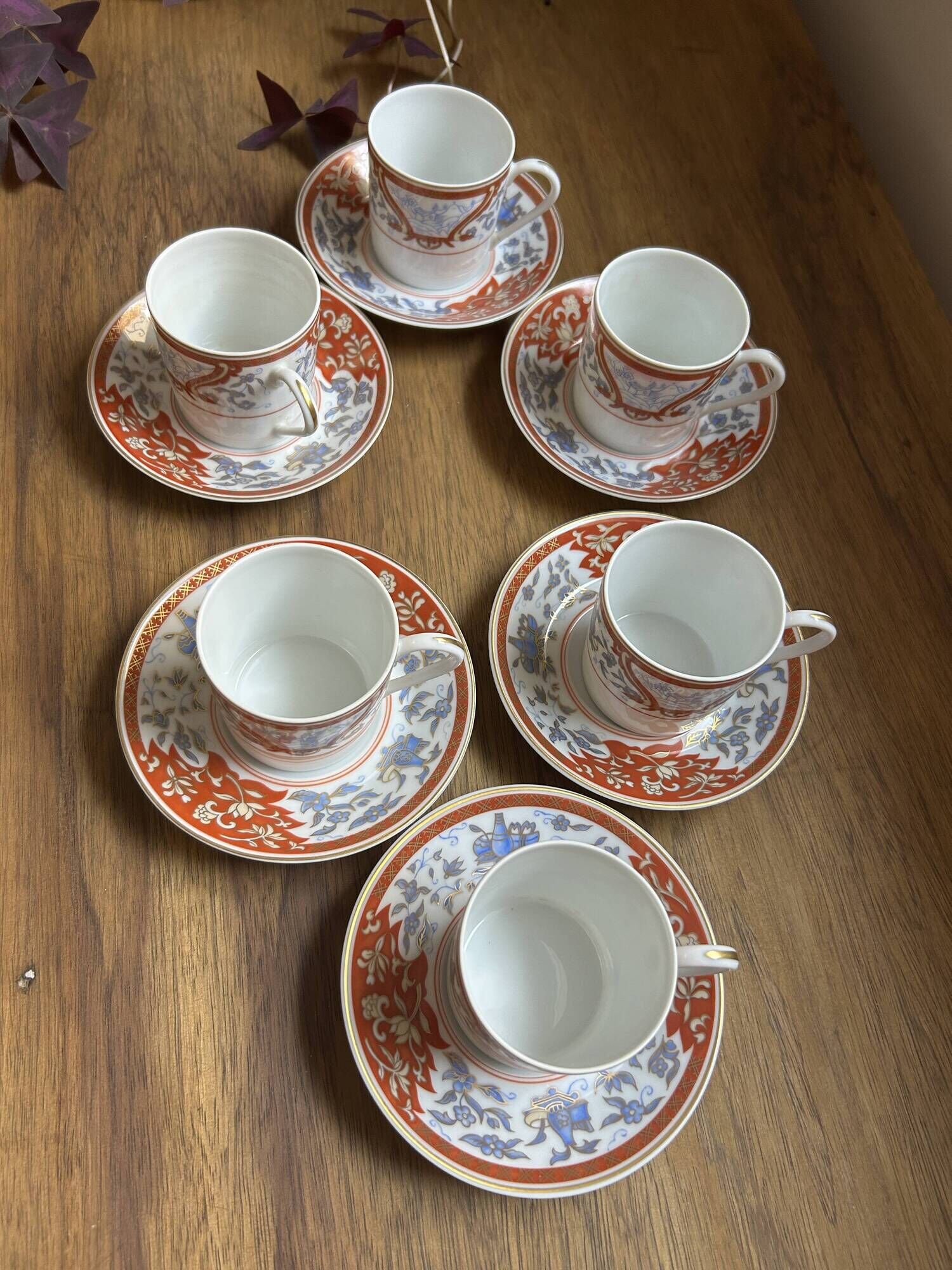 Set of 6 coffee cups with saucers - Haviland - Imari red