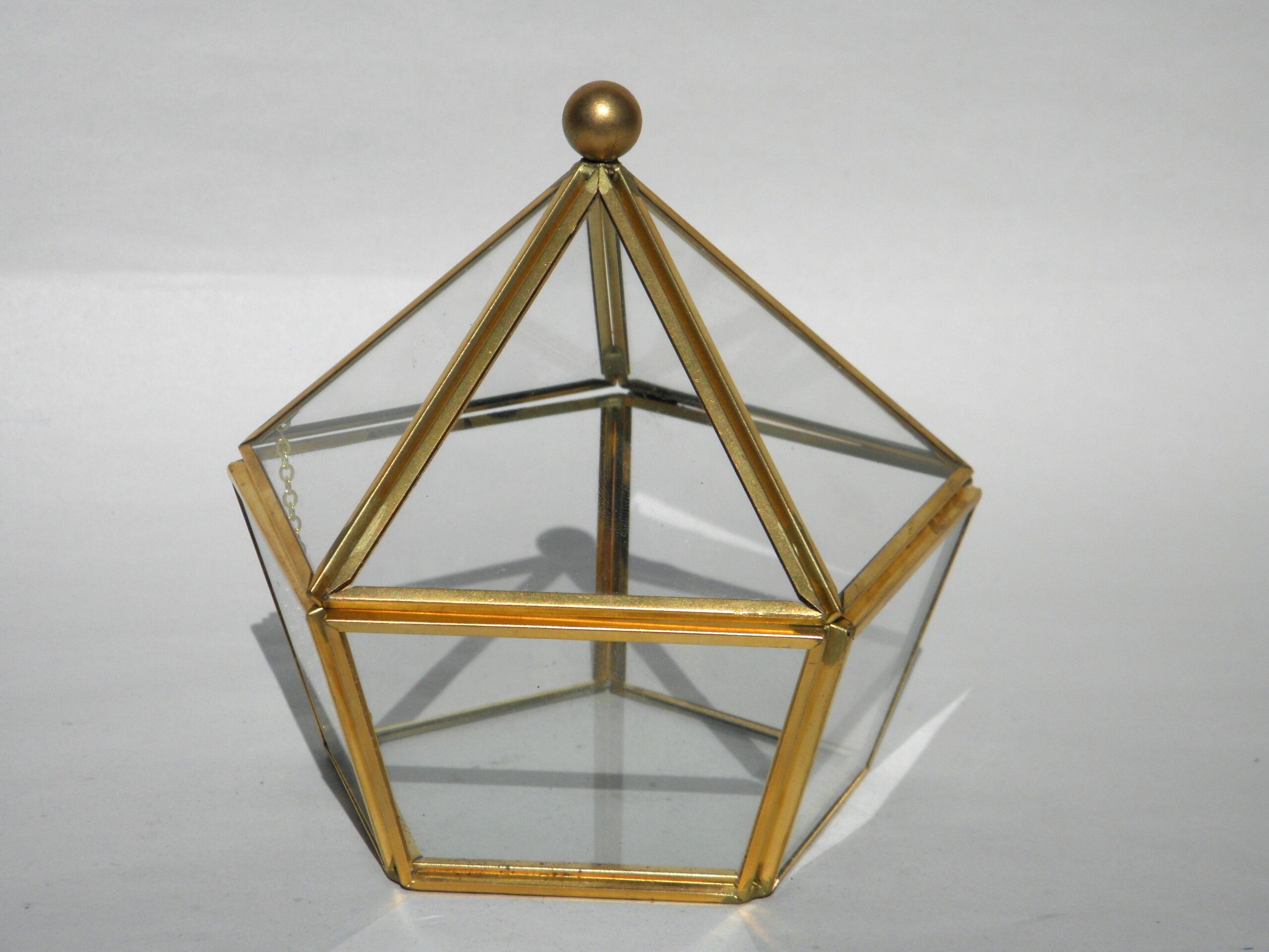 Glass and brass jewelry box