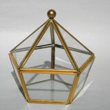 Glass and brass jewelry box