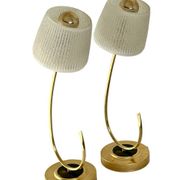 Pair of Art Deco lamps in brass and etched glass