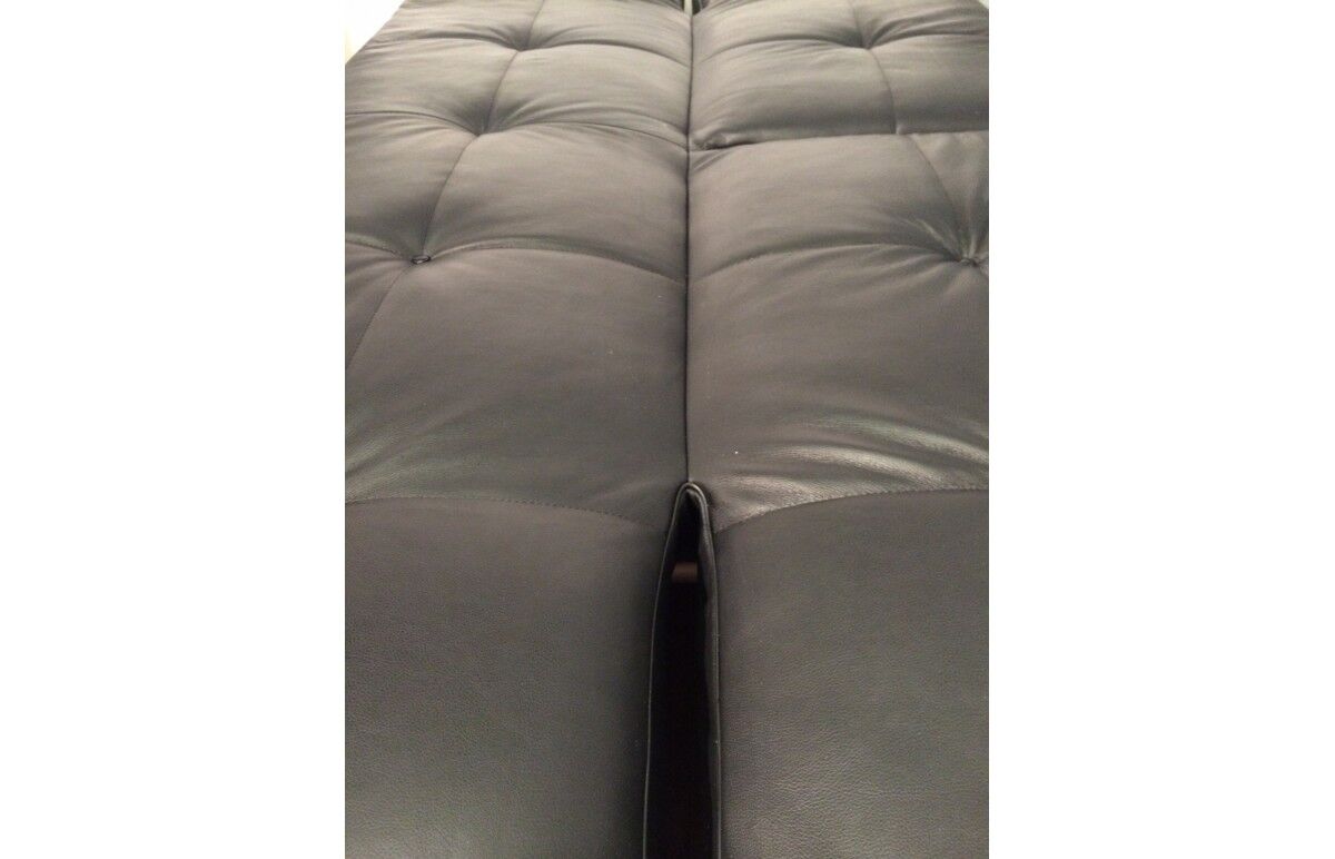 Sofa bed "Smala" vintage black leather adjustable by Pascal Mourgue for Ligne Roset