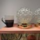 Pair of Scandinavian glass globe wall lights